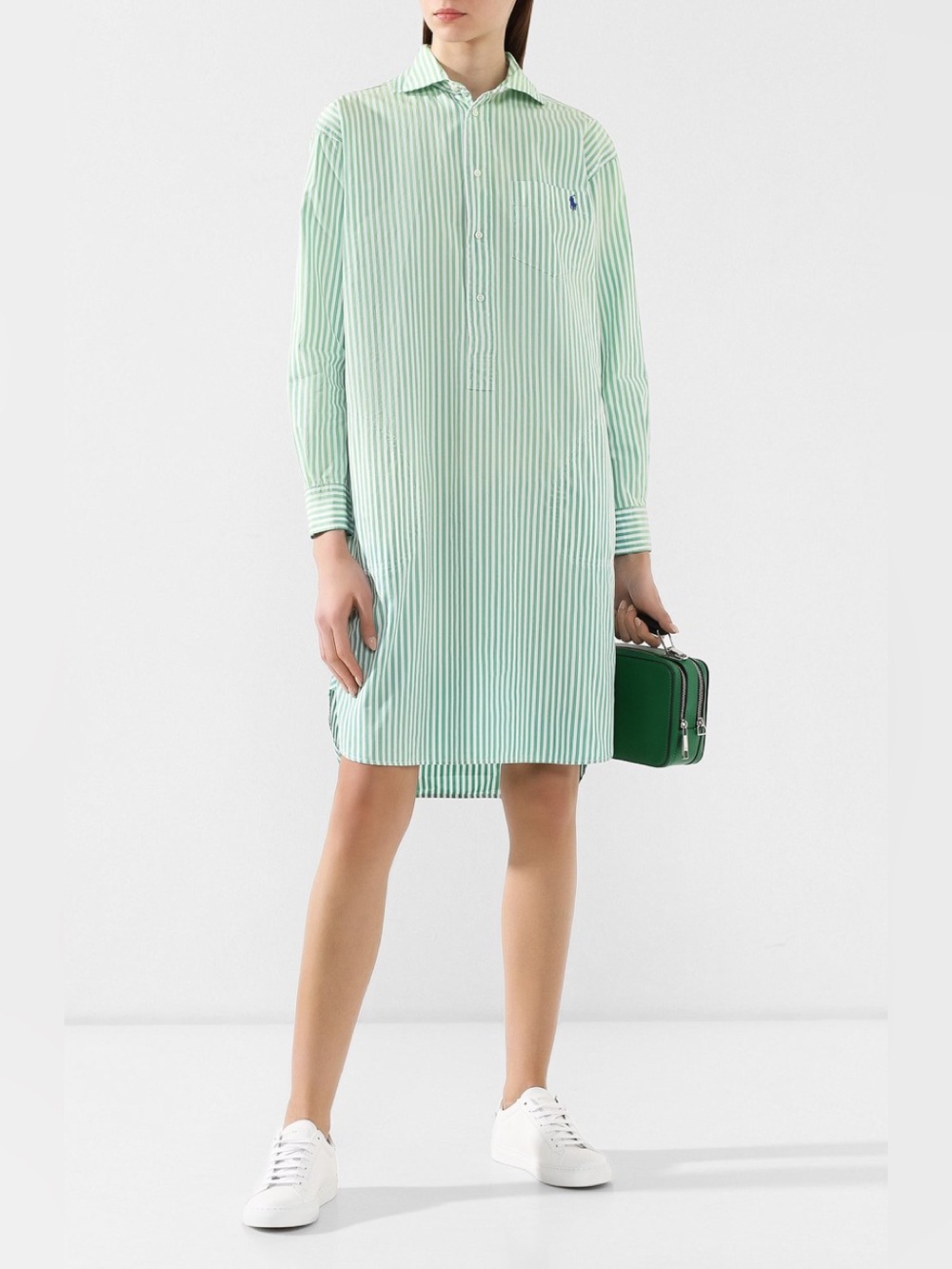 Ralph Lauren Mint-Striped Long Sleeve Shirt Dress